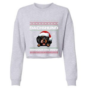 Dachshund Santa Christmas Ugly Sweater Through The Snow Tee Gift Cropped Pullover Crew