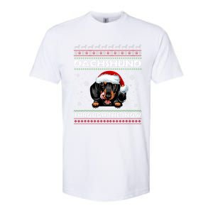 Dachshund Santa Christmas Ugly Sweater Through The Snow Tee Gift Softstyle CVC T-Shirt