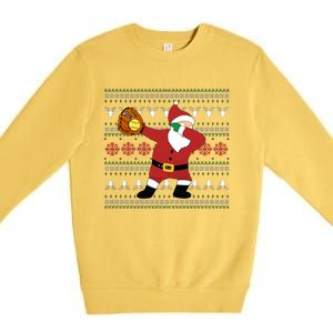 Dabbing Santa Christmas Softball Ugly Xmas Gift Premium Crewneck Sweatshirt