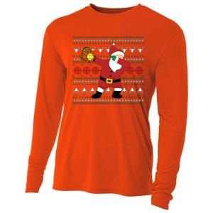 Dabbing Santa Christmas Softball Ugly Xmas Gift Cooling Performance Long Sleeve Crew