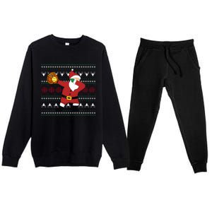 Dabbing Santa Christmas Softball Ugly Xmas Gift Premium Crewneck Sweatsuit Set