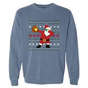 Dabbing Santa Christmas Softball Ugly Xmas Gift Garment-Dyed Sweatshirt