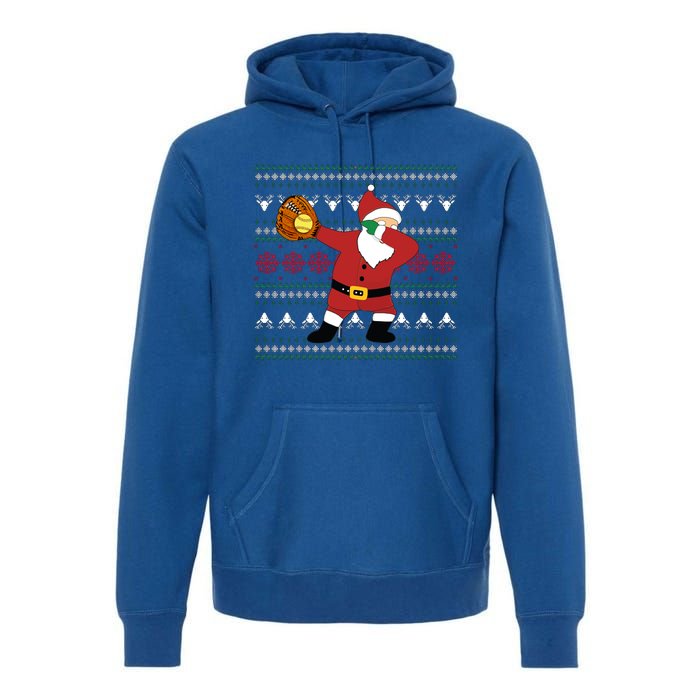 Dabbing Santa Christmas Softball Ugly Xmas Gift Premium Hoodie