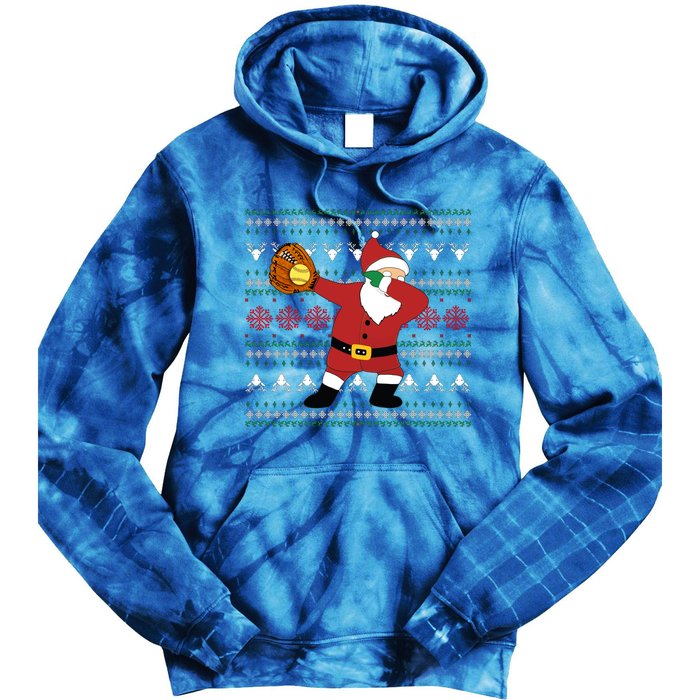 Dabbing Santa Christmas Softball Ugly Xmas Gift Tie Dye Hoodie