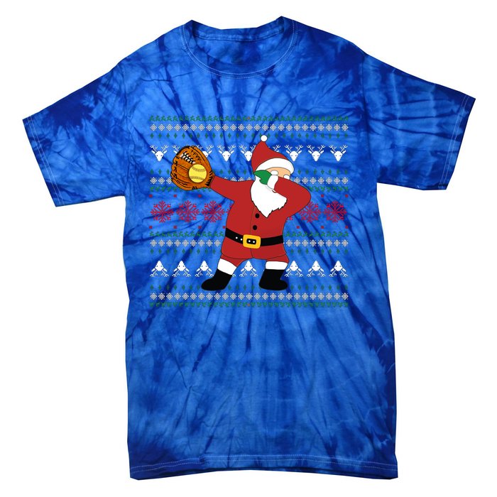 Dabbing Santa Christmas Softball Ugly Xmas Gift Tie-Dye T-Shirt