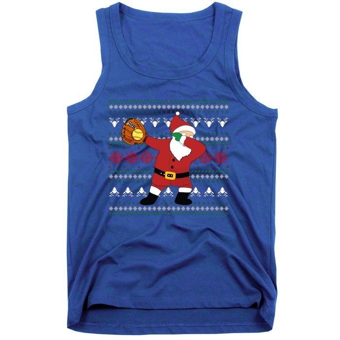 Dabbing Santa Christmas Softball Ugly Xmas Gift Tank Top