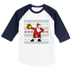 Dabbing Santa Christmas Softball Ugly Xmas Gift Baseball Sleeve Shirt