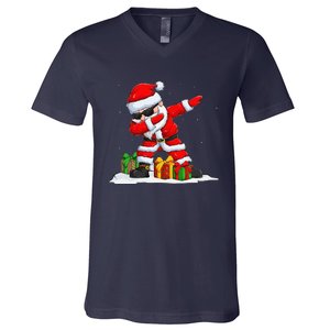 Dabbing Santa Claus Christmas Funny Funny Xmas Dab Dance V-Neck T-Shirt