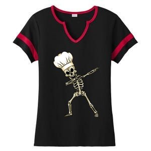 Dabbing Skeleton Chef Halloween Dabbing Scary Chef Gift Ladies Halftime Notch Neck Tee