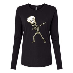 Dabbing Skeleton Chef Halloween Dabbing Scary Chef Gift Womens Cotton Relaxed Long Sleeve T-Shirt