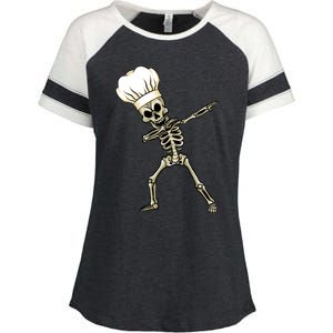 Dabbing Skeleton Chef Halloween Dabbing Scary Chef Gift Enza Ladies Jersey Colorblock Tee