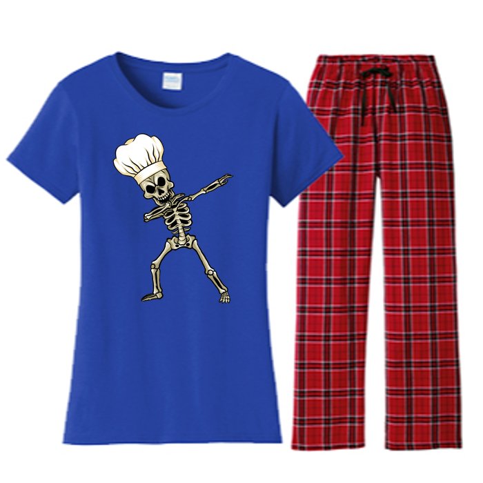 Dabbing Skeleton Chef Halloween Dabbing Scary Chef Gift Women's Flannel Pajama Set