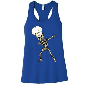 Dabbing Skeleton Chef Halloween Dabbing Scary Chef Gift Women's Racerback Tank