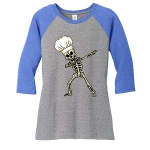 Dabbing Skeleton Chef Halloween Dabbing Scary Chef Gift Women's Tri-Blend 3/4-Sleeve Raglan Shirt