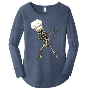 Dabbing Skeleton Chef Halloween Dabbing Scary Chef Gift Women's Perfect Tri Tunic Long Sleeve Shirt