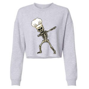 Dabbing Skeleton Chef Halloween Dabbing Scary Chef Gift Cropped Pullover Crew