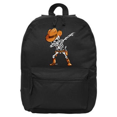 Dabbing Skeleton Cowboy Halloween Men Funny Dab Dance 16 in Basic Backpack