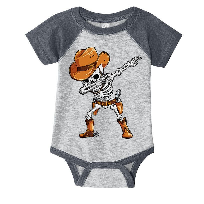 Dabbing Skeleton Cowboy Halloween Men Funny Dab Dance Infant Baby Jersey Bodysuit