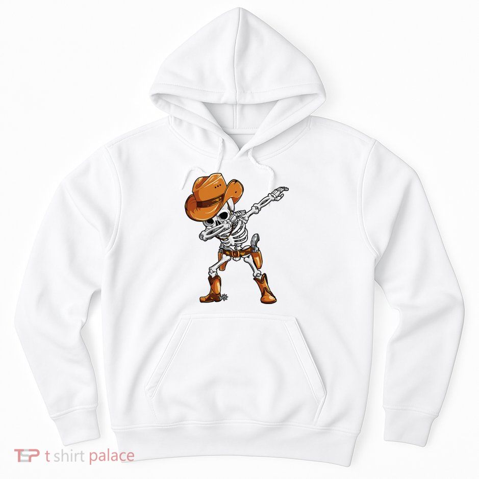 Dabbing Skeleton Cowboy Halloween Men Funny Dab Dance Hoodie