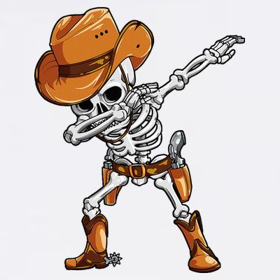 Dabbing Skeleton Cowboy Halloween Men Funny Dab Dance T-Shirt