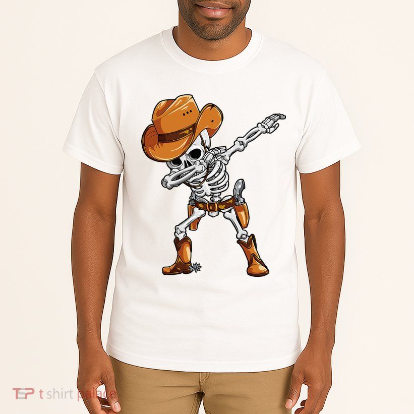 Dabbing Skeleton Cowboy Halloween Men Funny Dab Dance Tall T-Shirt