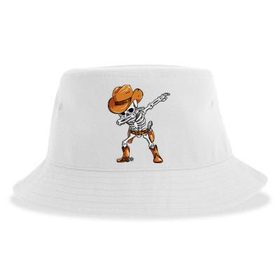 Dabbing Skeleton Cowboy Halloween Men Funny Dab Dance Sustainable Bucket Hat
