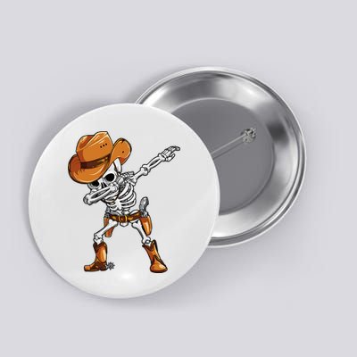 Dabbing Skeleton Cowboy Halloween Men Funny Dab Dance Button