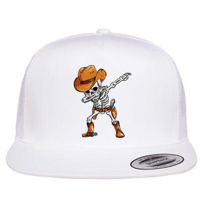 Dabbing Skeleton Cowboy Halloween Men Funny Dab Dance Flatbill Hat