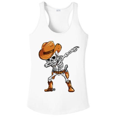 Dabbing Skeleton Cowboy Halloween Men Funny Dab Dance Ladies PosiCharge Competitor Racerback Tank