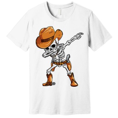 Dabbing Skeleton Cowboy Halloween Men Funny Dab Dance Premium T-Shirt