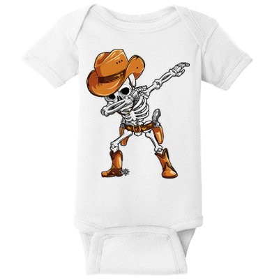 Dabbing Skeleton Cowboy Halloween Men Funny Dab Dance Baby Bodysuit