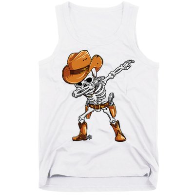 Dabbing Skeleton Cowboy Halloween Men Funny Dab Dance Tank Top