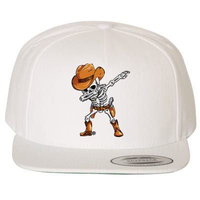 Dabbing Skeleton Cowboy Halloween Men Funny Dab Dance Wool Snapback Cap
