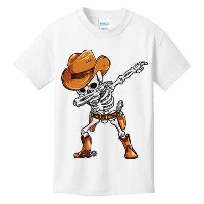 Dabbing Skeleton Cowboy Halloween Men Funny Dab Dance Kids T-Shirt