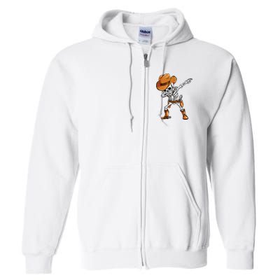 Dabbing Skeleton Cowboy Halloween Men Funny Dab Dance Full Zip Hoodie