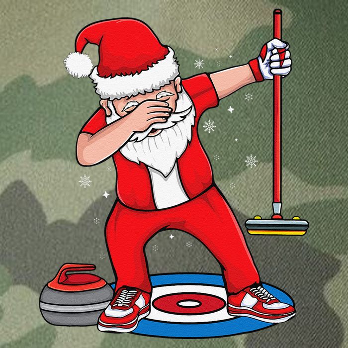 Dabbing Santa Curling Player Curling Broom Curler Curling Legacy Tie Dye Trucker Hat