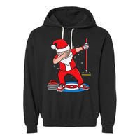 Dabbing Santa Curling Player Curling Broom Curler Curling Garment-Dyed Fleece Hoodie