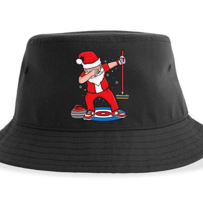 Dabbing Santa Curling Player Curling Broom Curler Curling Sustainable Bucket Hat