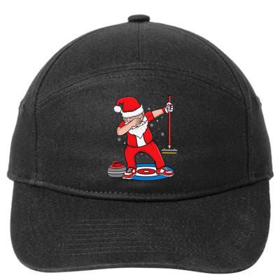 Dabbing Santa Curling Player Curling Broom Curler Curling 7-Panel Snapback Hat