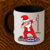 Dabbing Santa Curling Player Curling Broom Curler Curling Mug