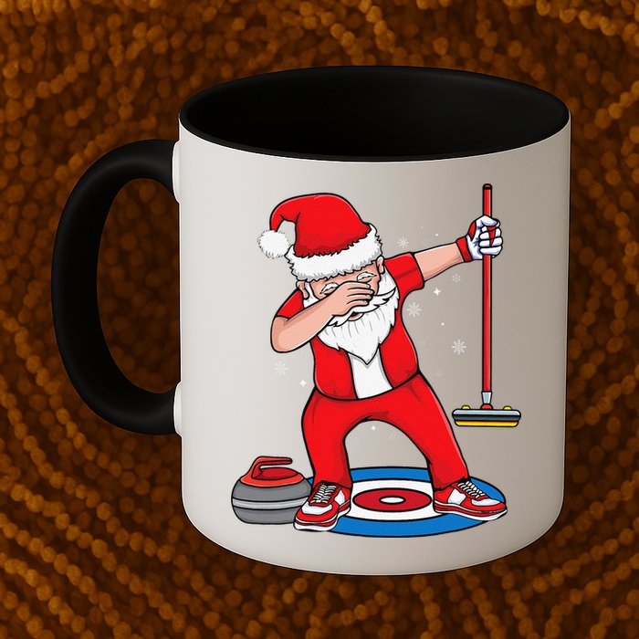 Dabbing Santa Curling Player Curling Broom Curler Curling Mug