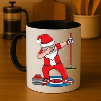 Dabbing Santa Curling Player Curling Broom Curler Curling Mug