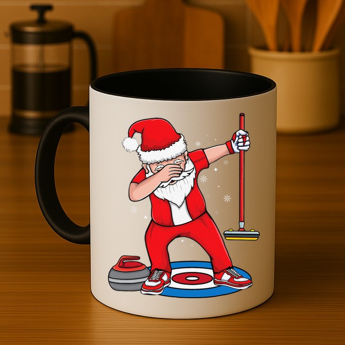 Dabbing Santa Curling Player Curling Broom Curler Curling Mug