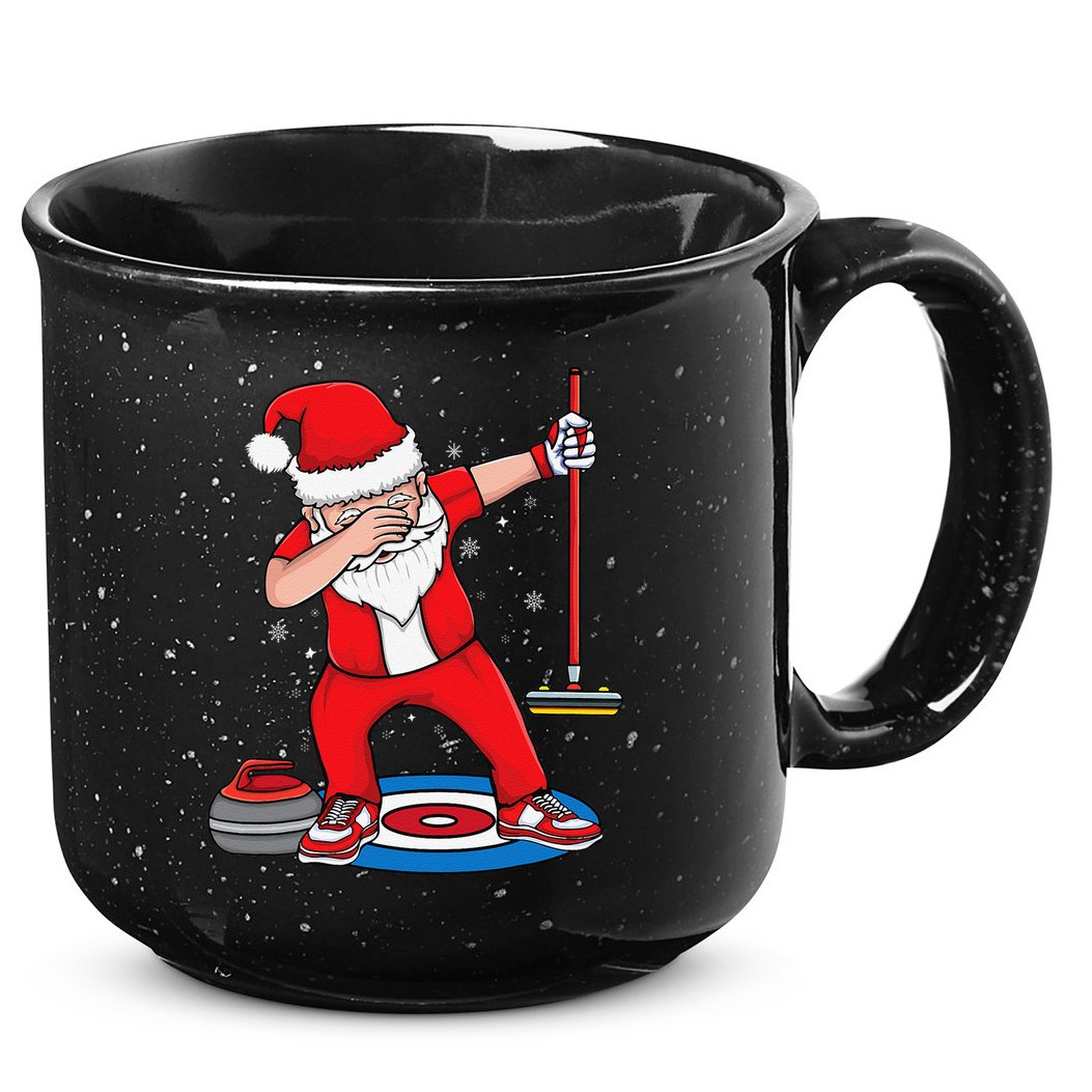 Dabbing Santa Curling Player Curling Broom Curler Curling 15oz Campfire Ceramic Mug