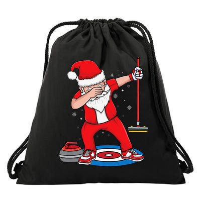 Dabbing Santa Curling Player Curling Broom Curler Curling Drawstring Bag