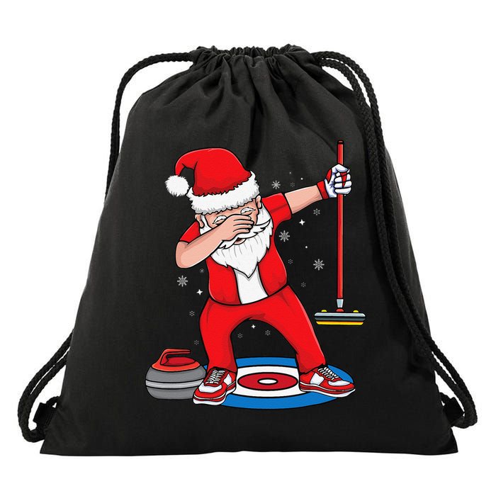 Dabbing Santa Curling Player Curling Broom Curler Curling Drawstring Bag