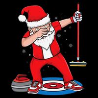 Dabbing Santa Curling Player Curling Broom Curler Curling Drawstring Bag