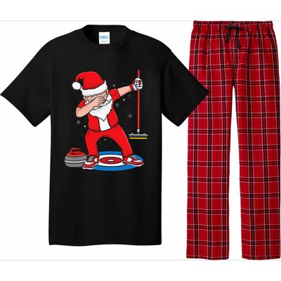 Dabbing Santa Curling Player Curling Broom Curler Curling Pajama Set