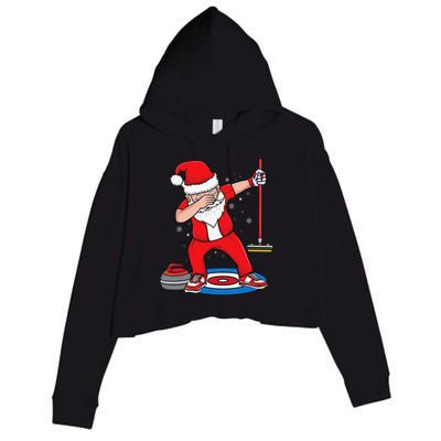 Dabbing Santa Curling Player Curling Broom Curler Curling Crop Fleece Hoodie
