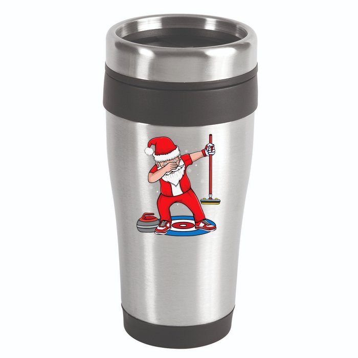 Dabbing Santa Curling Player Curling Broom Curler Curling 16oz Travel Tumbler